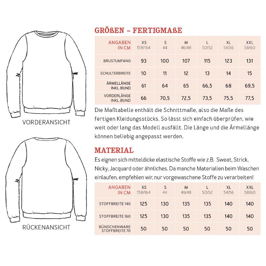 Papierschnittmuster Männer Sweatshirt Herr Deniz XS-XXL